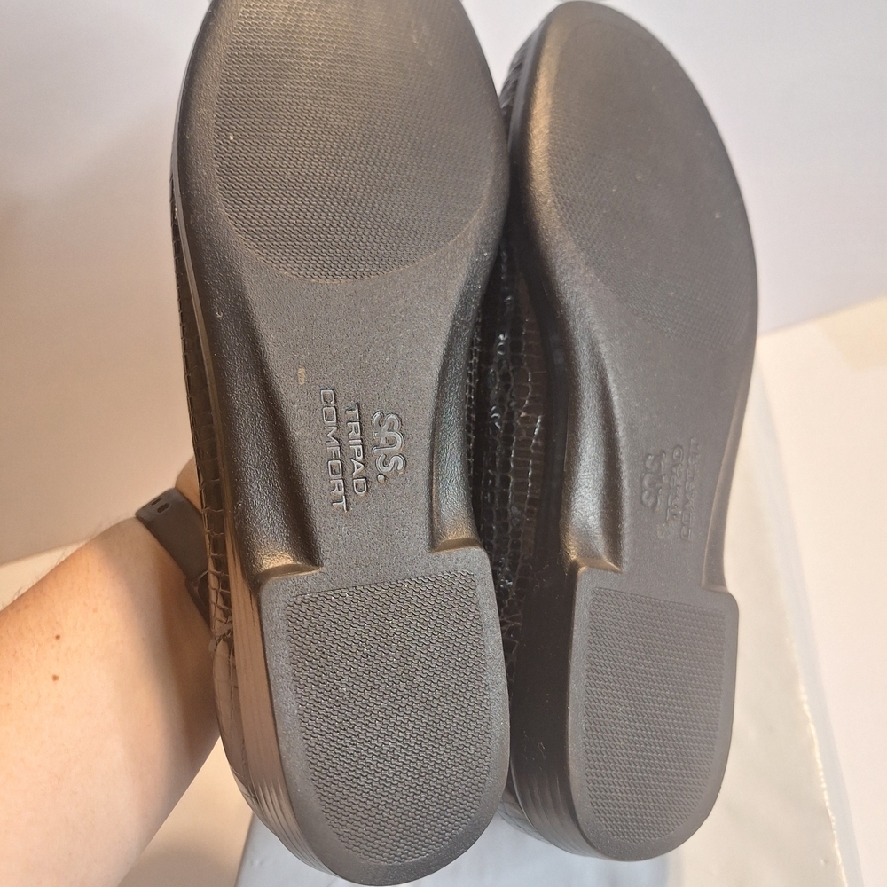 SAS Simplify Everyday Croc Black Leather Women's Loafers. Size 9.5 W - Picture 5 of 8